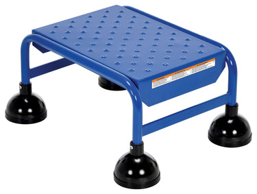 Perforated 1 Step Commercial Spring Loaded Rolling Ladder - Blue